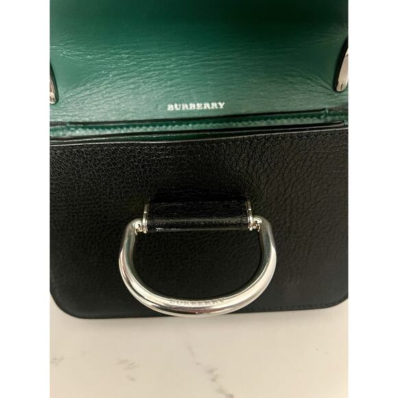 Burberry D-Ring Crossbody Bag in Mini- Grained Goat Leather, Black, Silver-T HW - Picture 7 of 10